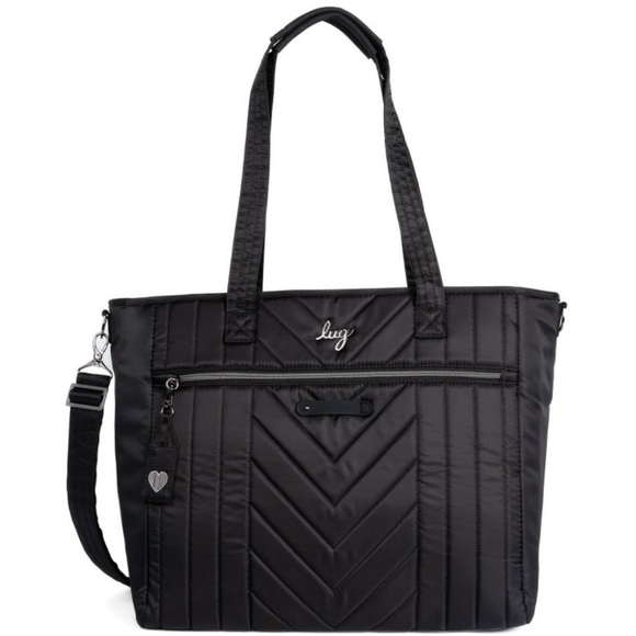 lug Handbags - Lug Paddle Carry-All Tote in Black with Floral Paisley Kelly Green Lining